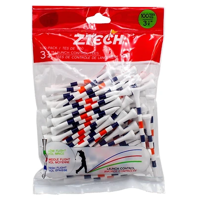 White 3 1/4 Inch Tees With Orange & Blue Stripes (100 Count)