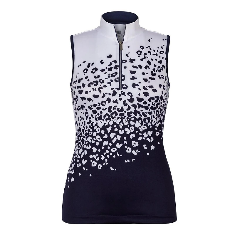 Women's Fannie Leo Jolt Print Mockneck Zip Sleeveless Top