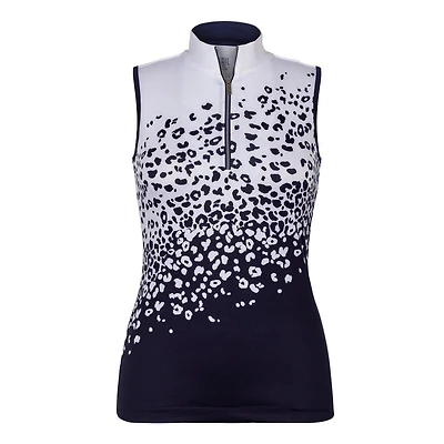 Women's Fannie Leo Jolt Print Mockneck Zip Sleeveless Top