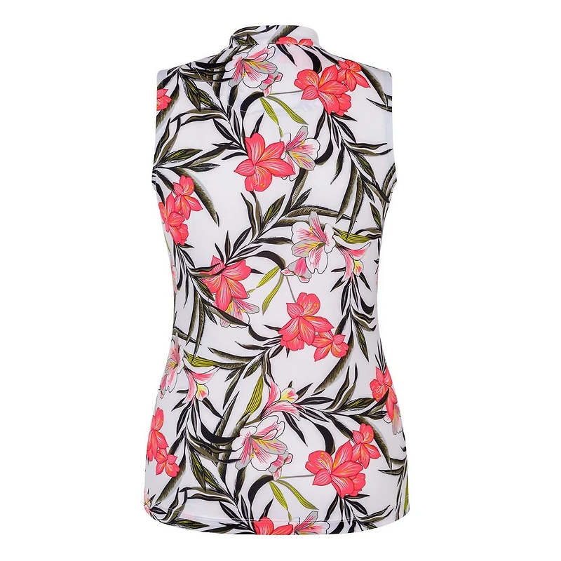 Women's Adriana Print Mini Mock Zip Sleeveless Top