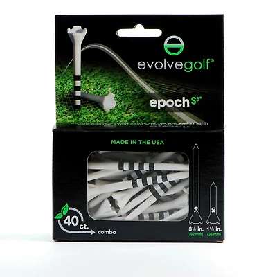 EPOCH White/ Combo Pack (30 Count 3 1/4 Inch) & (10 Count 1 1/2 Inch) Tees