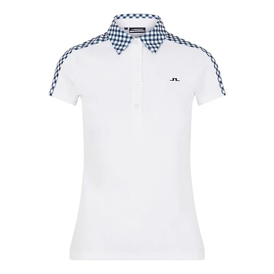 Women's Cara Gingham Printed Short Sleeve Polo