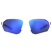 Playmaker Matte White/Baseball Tuned Blue Mirror Sunglasses