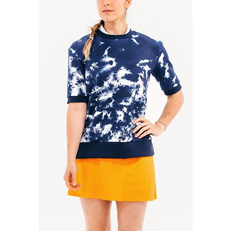 Women's Tie Dye Short Sleeve Layering Sweater