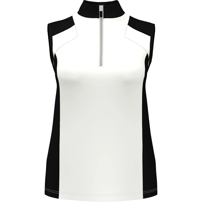 Women's Colourblock Zip Sleeveless Polo