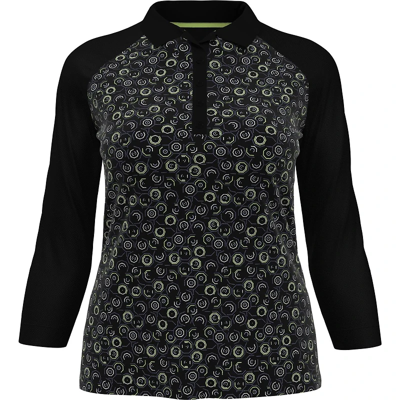 Women's Abstract Print 3/4 Sleeve Polo