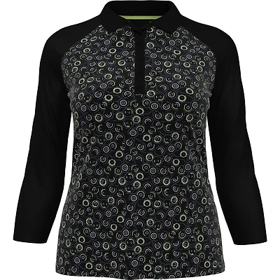 Women's Abstract Print 3/4 Sleeve Polo