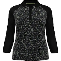 Women's Abstract Print 3/4 Sleeve Polo