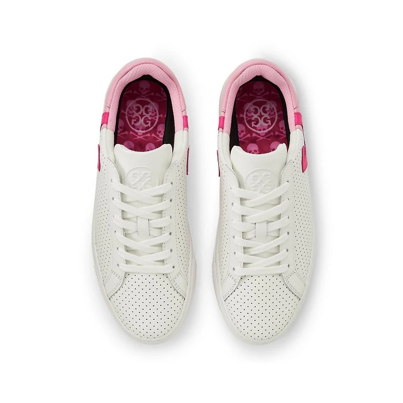 Women's Two Tone Perf Disruptor Spikeless Golf Shoe- White/Pink