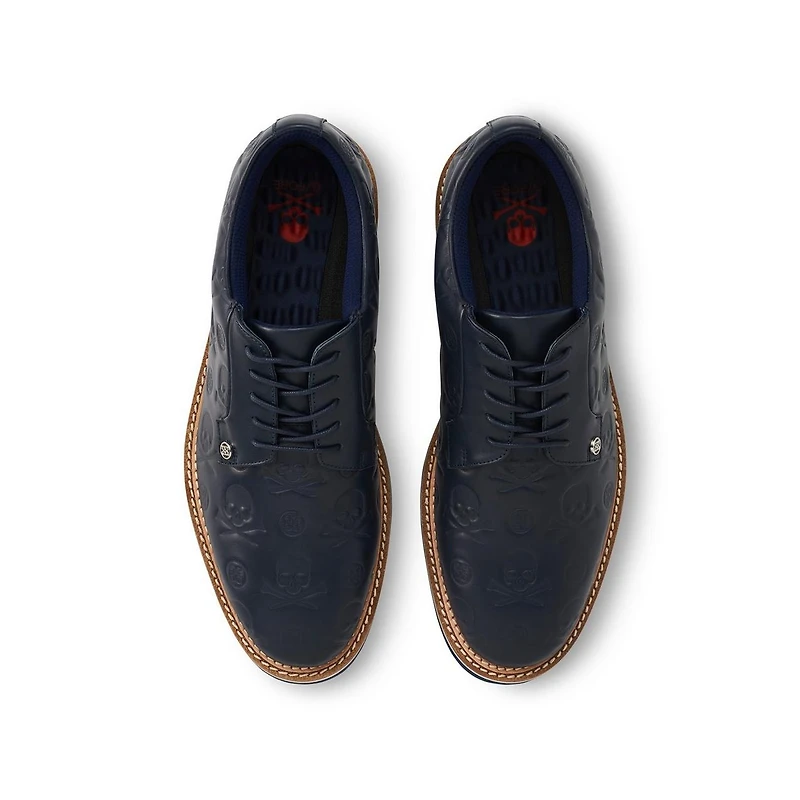 Men's Debossed Skulls Gallivanter Spikeless Golf Shoe- Navy