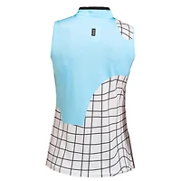 Women's Grid Printed Sleeveless Polo