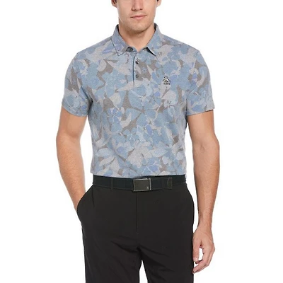 Men's Filtered Floral Camo Print Short Sleeve Polo