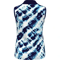 Women's Diagonal Tie Dye Print Sleeveless Polo