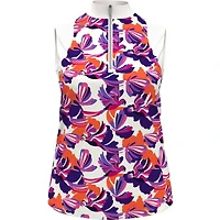 Women's Conversational Parrot Print Sleeveless Polo
