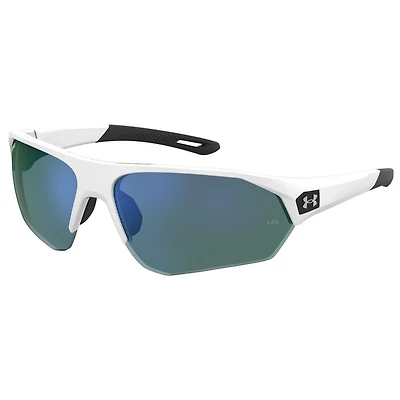 Playmaker Shiny White/TUNED Blue-Green Golf Mirror Sunglasses