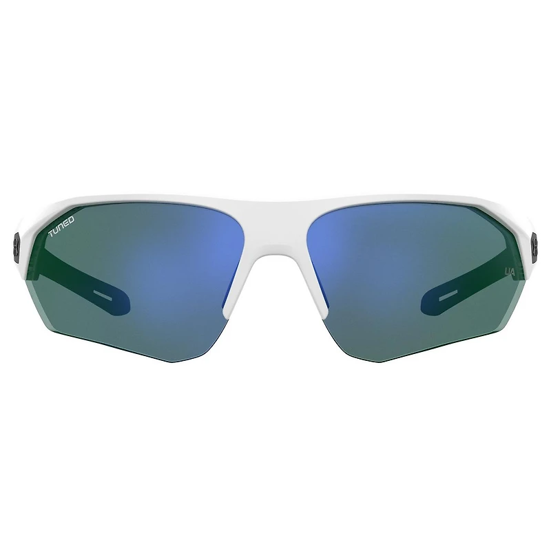 Playmaker Shiny White/TUNED Blue-Green Golf Mirror Sunglasses