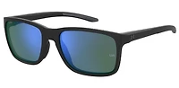 Unisex Hustle Shiny Black/TUNED Golf Blue-Green Mirror Sunglasses