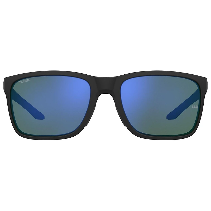 Unisex Hustle Shiny Black/TUNED Golf Blue-Green Mirror Sunglasses