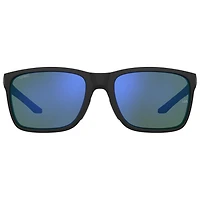 Unisex Hustle Shiny Black/TUNED Golf Blue-Green Mirror Sunglasses