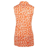 Women's Grid Print Sleeveless Polo