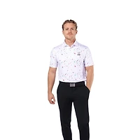 Men's Flower Crossed Tees Splatter Short Sleeve Polo