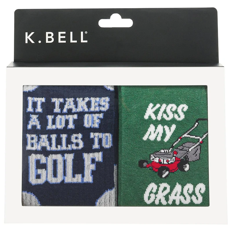 Men's Kiss Grass & Balls to Golf Crew Socks - 2 Pack
