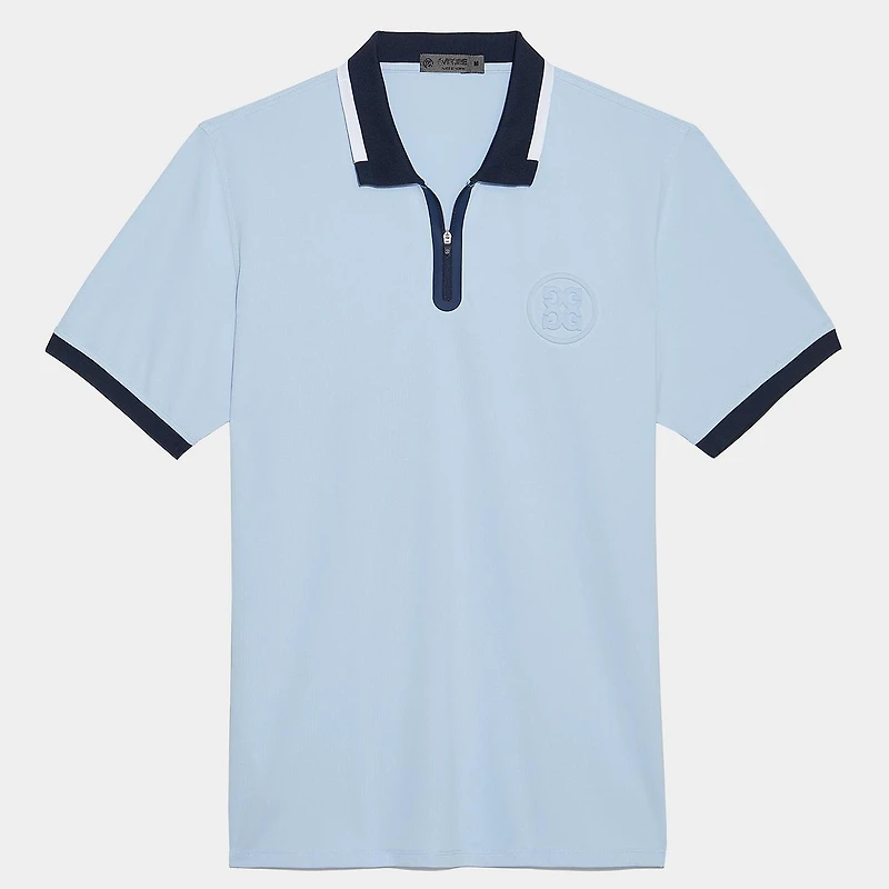 Men's Embossed Quarter Zip Short Sleeve Polo