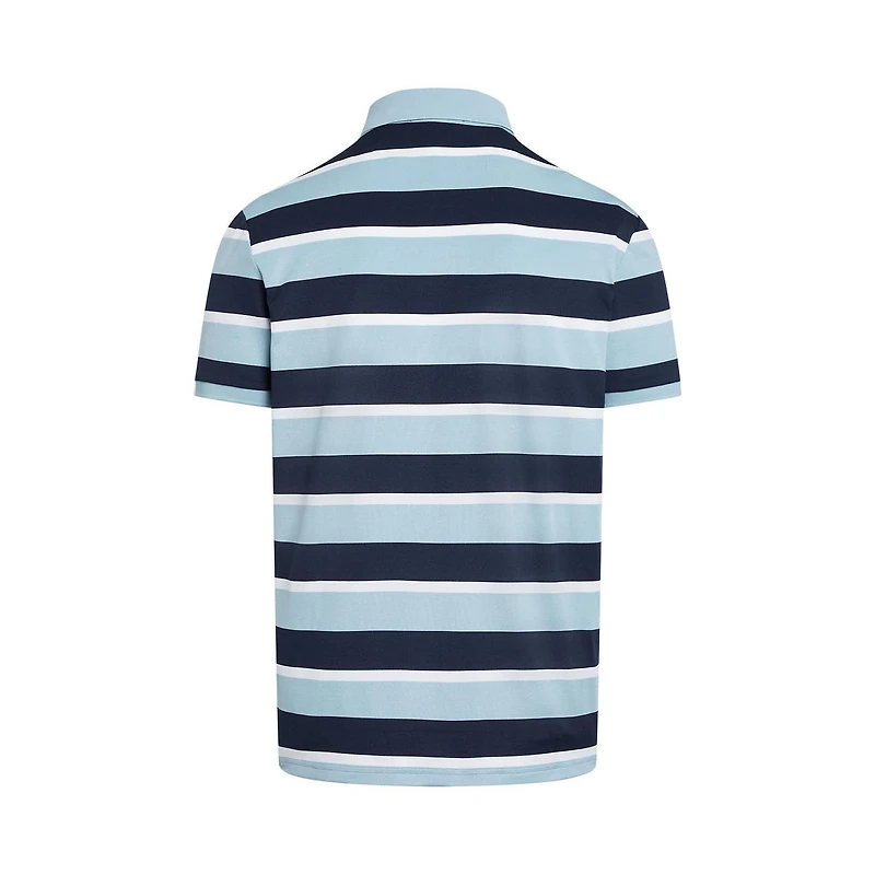 Men's Performance Pique Block Stripe Short Sleeve Polo