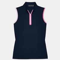 Women's Mock Neck Zip Sleeveless Polo