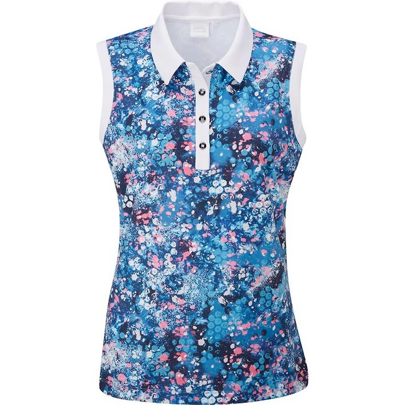 Women's Printed Sleeveless Polo
