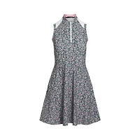 Women's 1/4 Zip Botanical Print Sleeveless Dress
