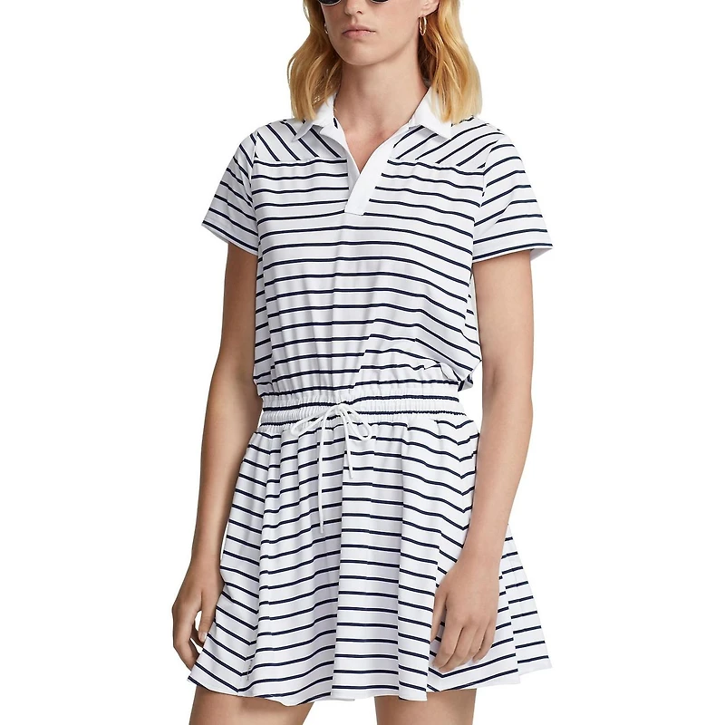 Women's Striped Short Sleeve Polo Dress