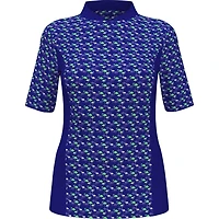 Women's Flamingo Print Mock Neck Short Sleeve Top