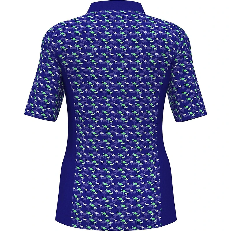 Women's Flamingo Print Mock Neck Short Sleeve Top