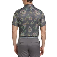 Men's Hibiscus Roadmap Print Short Sleeve Polo