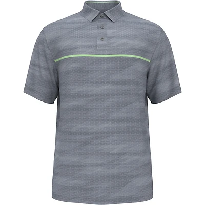 Men's Digitized Chest Stripe Print Short Sleeve Polo