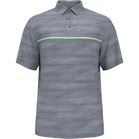 Men's Digitized Chest Stripe Print Short Sleeve Polo