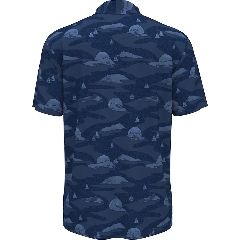 Men's Allover Scenic Print Short Sleeve Polo