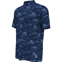 Men's Allover Scenic Print Short Sleeve Polo