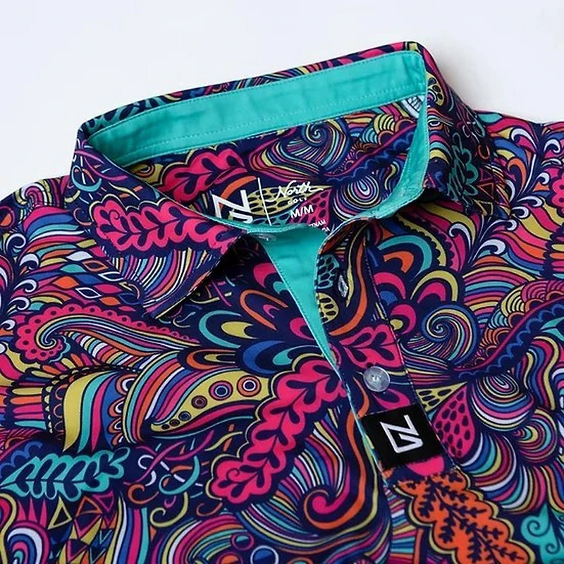 Men's Abstract Floral Short Sleeve Polo