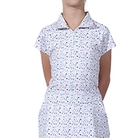 Girl's Flag Print Short Sleeve Polo