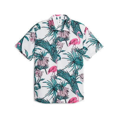 Men's Palm Tree Crew Print Button Up Shirt
