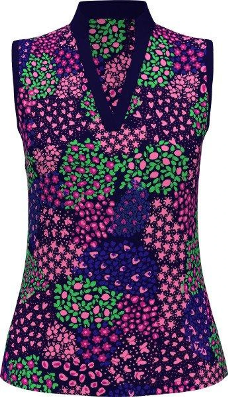 Women's Whimsical Printed Sleeveless Polo