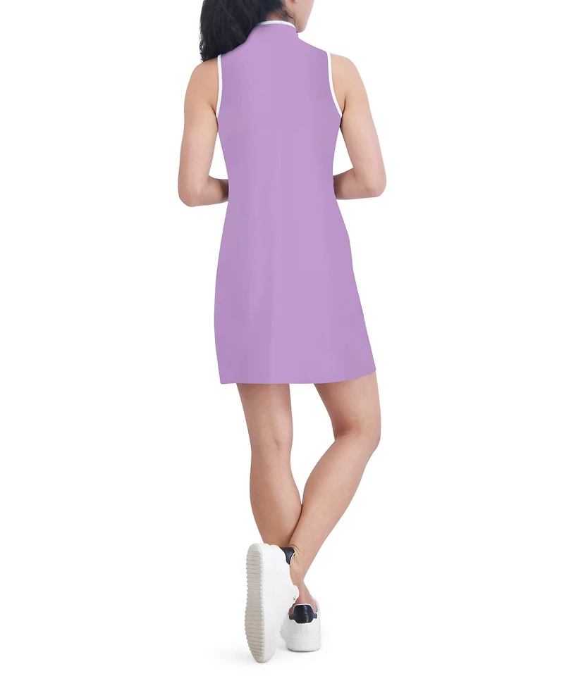 Women's Solid Zip Sleeveless Dress
