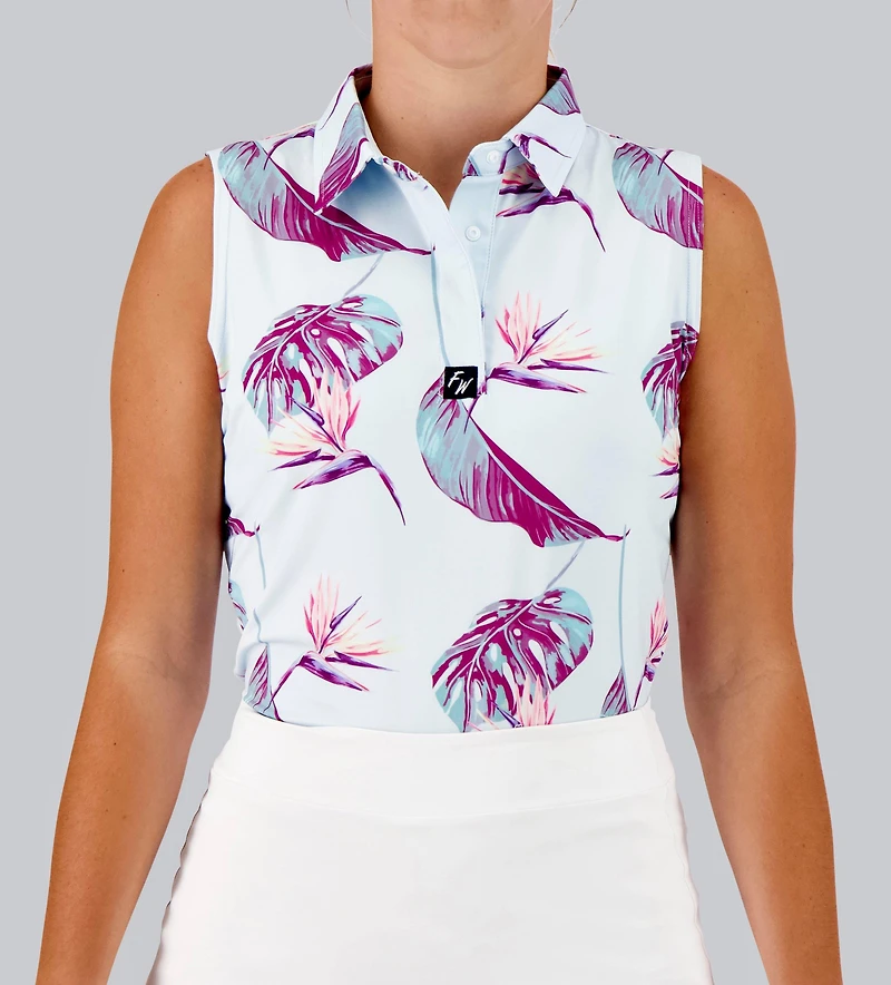 Women's Fiji Blue Sleeveless Polo