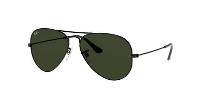 Aviator Large Metal Polarized Sunglasses - Black/Green