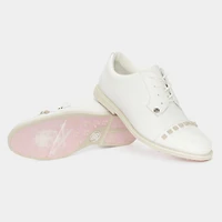 Women's Gallivanter Pebble Leather Stud Cap Toe Spikeless Golf Shoe - White/Pink