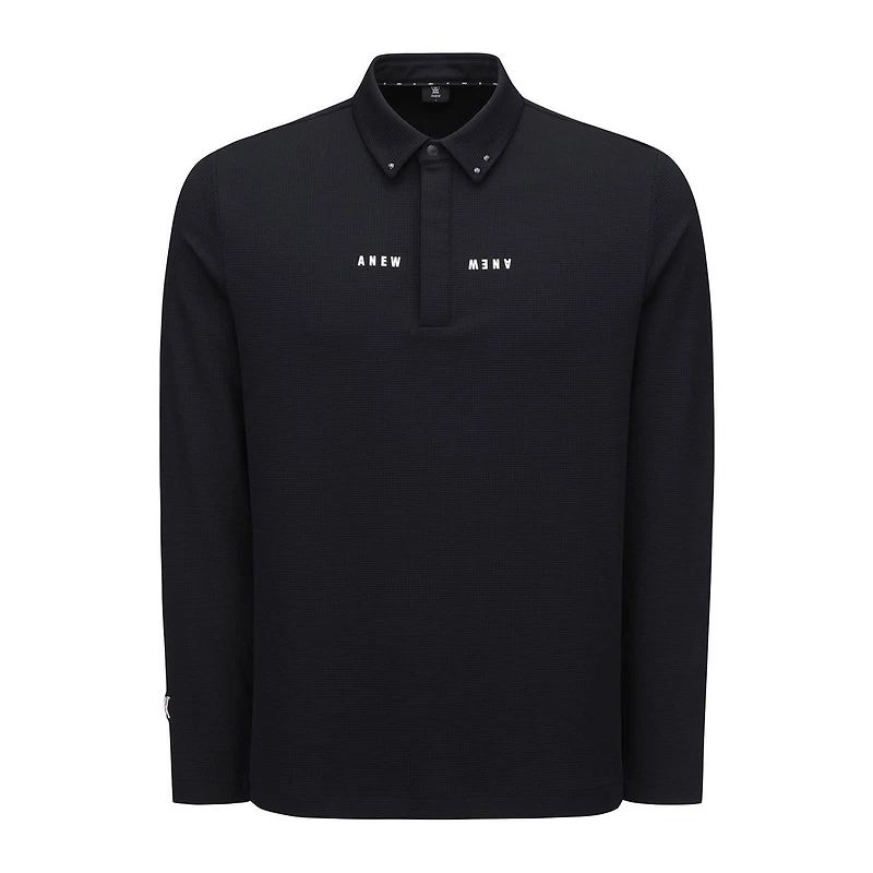 Men's Textured Long Sleeve Polo