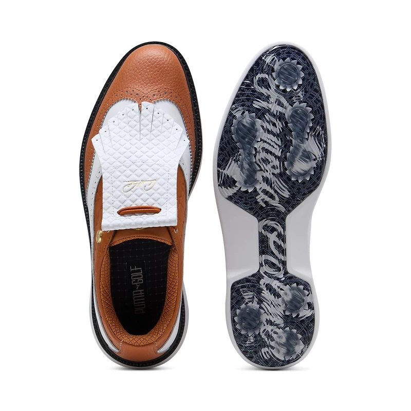Men's AP Royale Wingtip Spikeless Golf Shoe - White/Brown