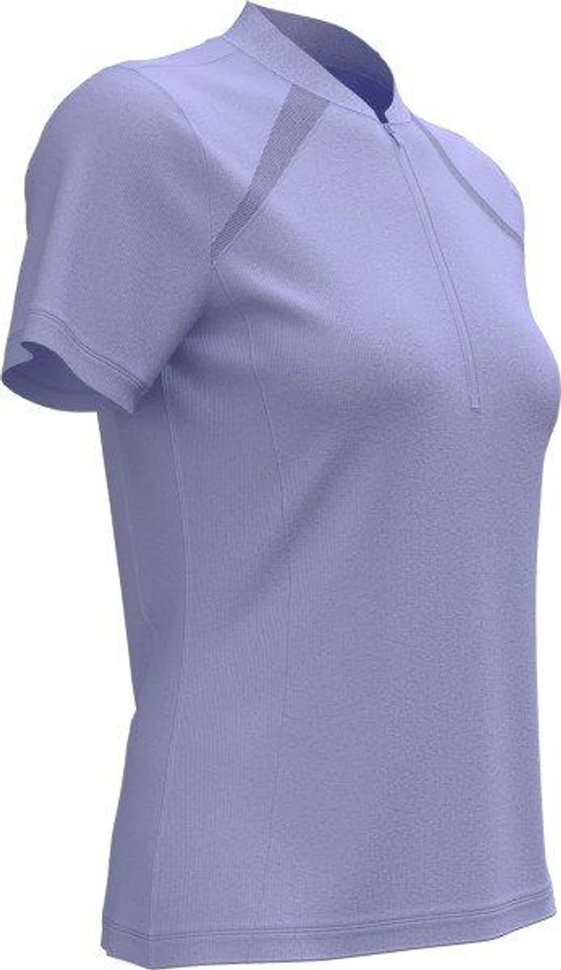 Women's Solid Zip Short Sleeve Polo
